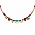 Bohemian Symbol Charm Necklace – Burgundy & Turquoise