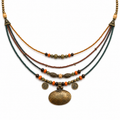 Bohemian Multi-Strand Necklace – Earth Tones & Antique Gold