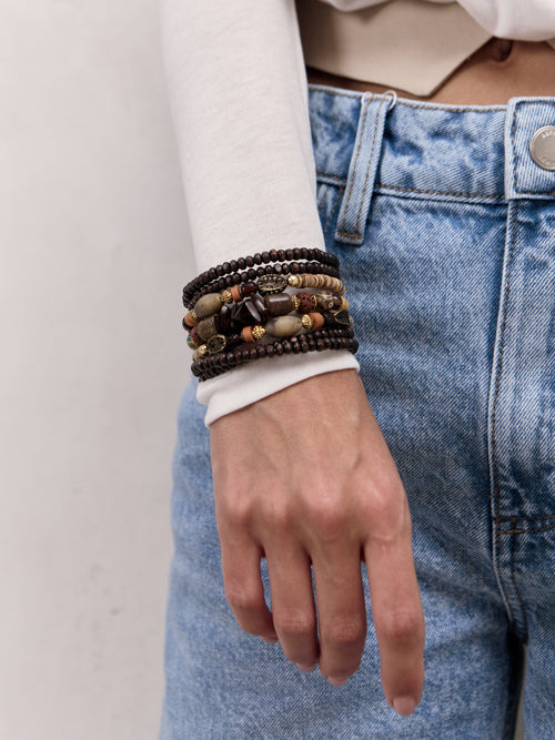 Bohemian Memory Wire Wrap Bracelet – Earth Tones