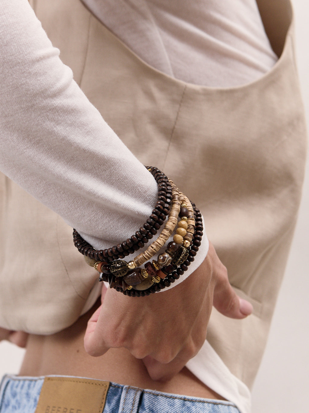 Bohemian Memory Wire Wrap Bracelet – Earth Tones