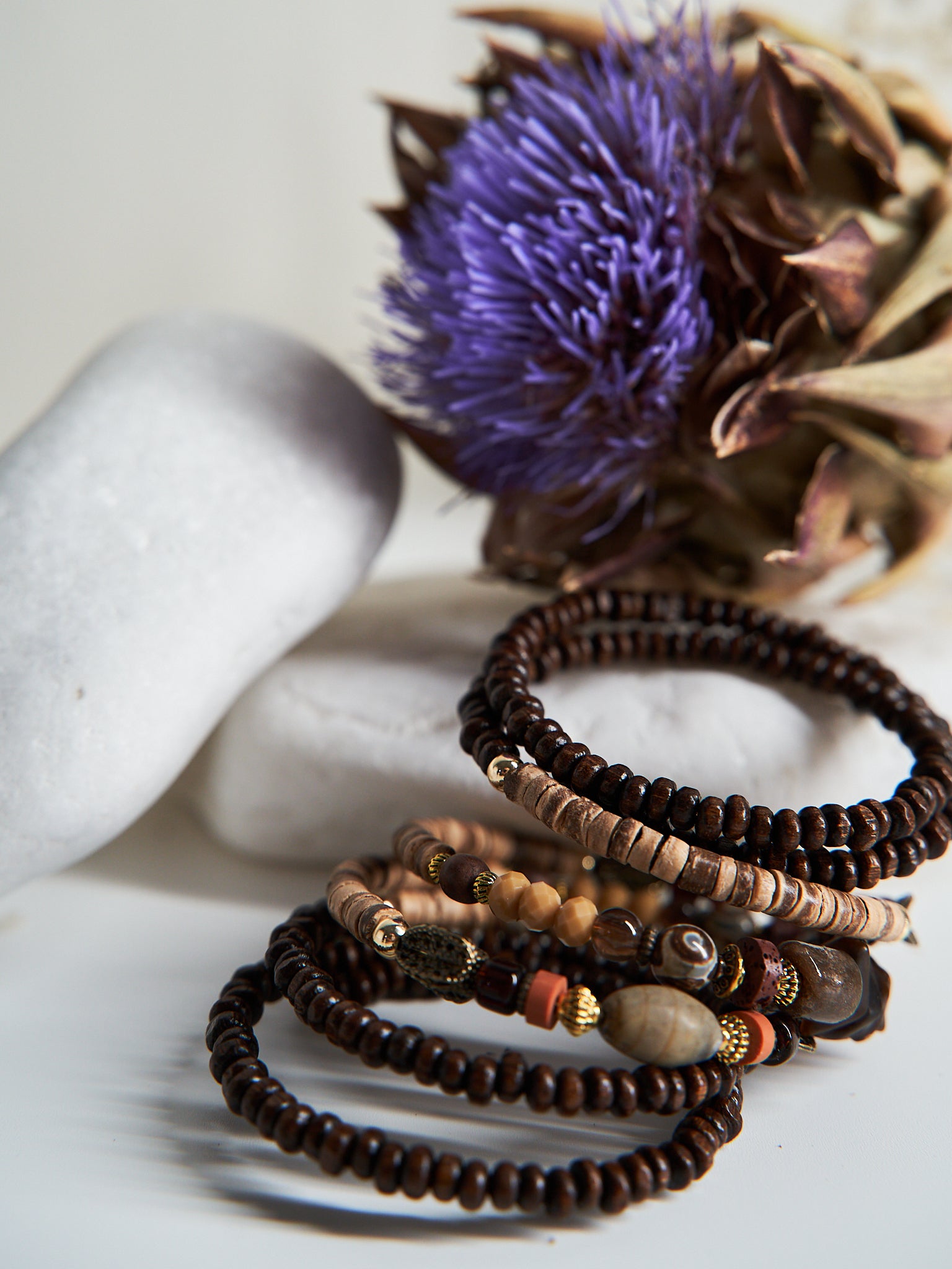 Bohemian Memory Wire Wrap Bracelet – Earth Tones