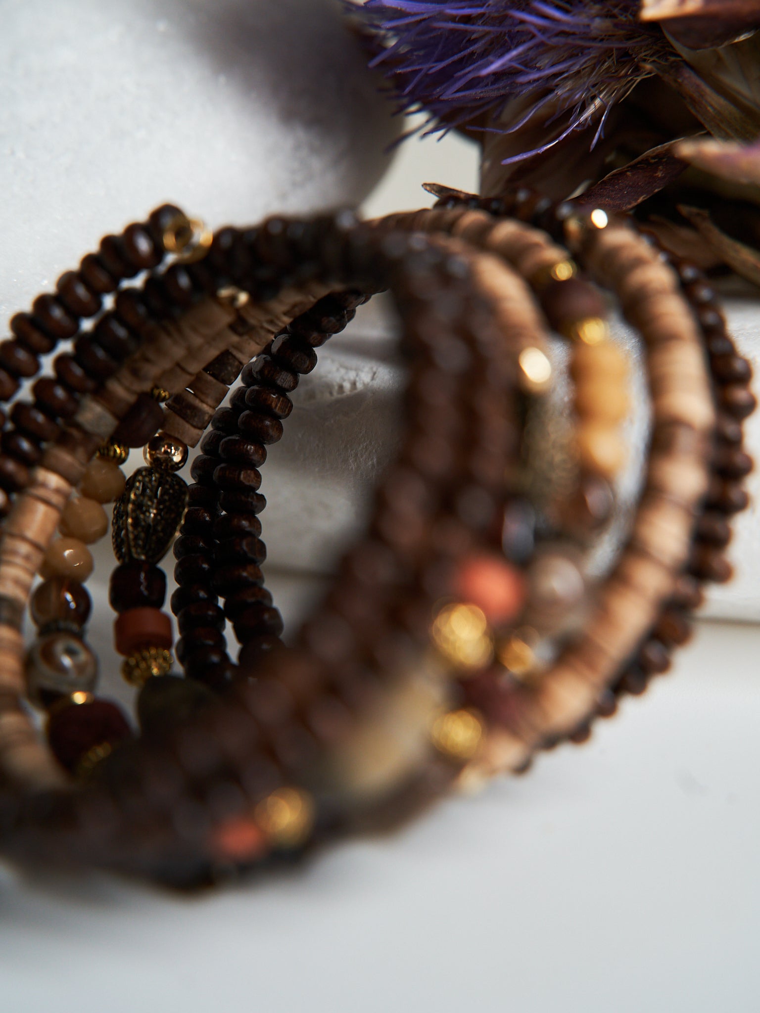Bohemian Memory Wire Wrap Bracelet – Earth Tones